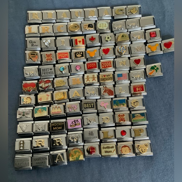 Vintage Y2K Italian Charm Bracelet Link Charms Stainless Steel stretch Silver - Picture 7 of 8